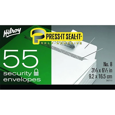 Hilroy Press-It Seal-It No.8 Security Envelopes - 55 Pack