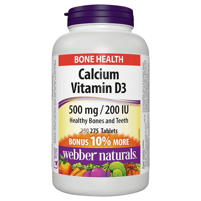 Webber Naturals Calcium Vitamin D3 - 500mg/200IU - 250s
