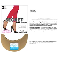 Secret Step Savers Non-Slip Heel Foot Cover - Nude - 3 pair