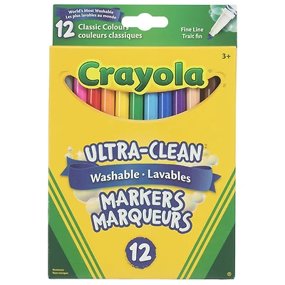 Crayola Washable Original Fine Line Markers - 12 pack