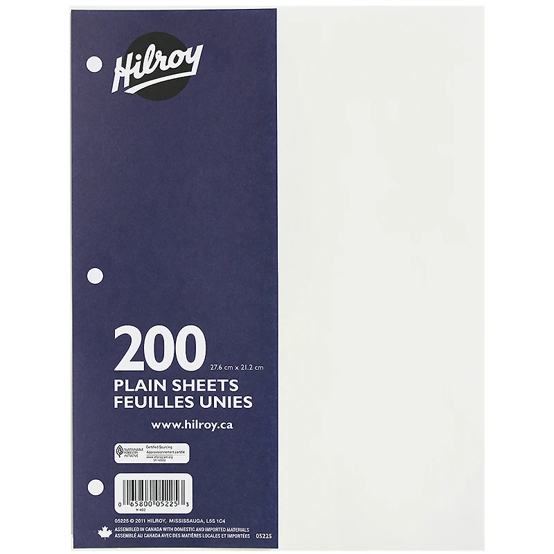 Hilroy Refill Paper - Plain - 200 sheet