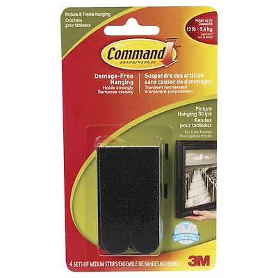 Command Medium Picture Hanging Strips - Black - 4 sets