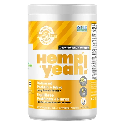 Manitoba Harvest Hemp Yeah Balanced Protein + Fibre Hemp Powder - Unsweetened - 454g