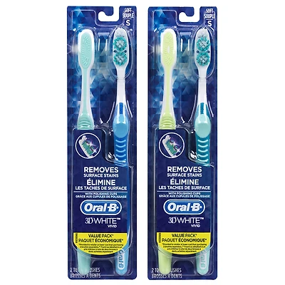 Oral-B 3D White Vivid Toothbrushes Assorted - Soft - 2s
