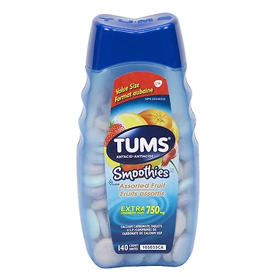 Tums Smoothies Extra Strength 750mg - Assorted Fruit  - 140s