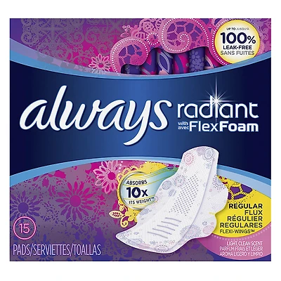 Always Radiant Pads - Regular - 15s