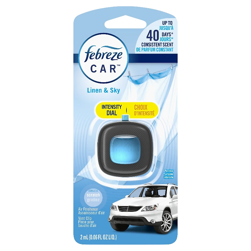 Febreze Car Air Freshener Vent Clip- Linen & Sky - 2ml