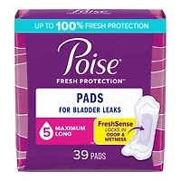 Poise Incontinence Pads - Maximum Absorbency - Long - 39 Count