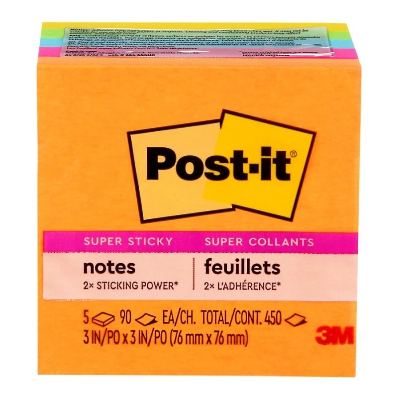 Post-it Super Sticky Energy Boost Collection Notes - 5 x 90 sheets