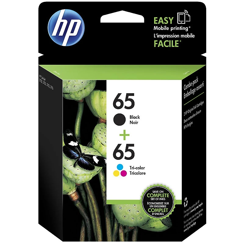HP 65 2-Pack Ink Cartridge - Black/Tri Colour - T0A36AN#140