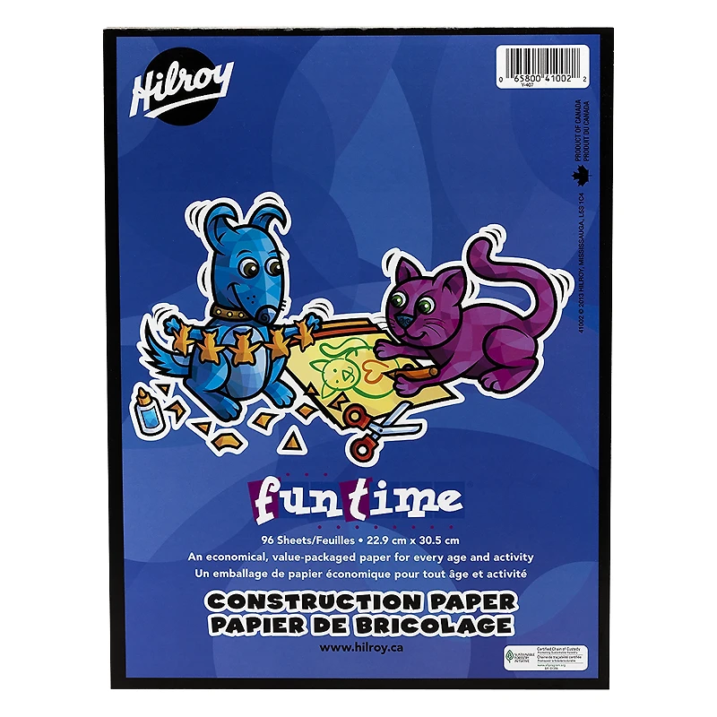 Hilroy Funtime Construction Paper Pad - 9 x 12 inch - 96 sheets