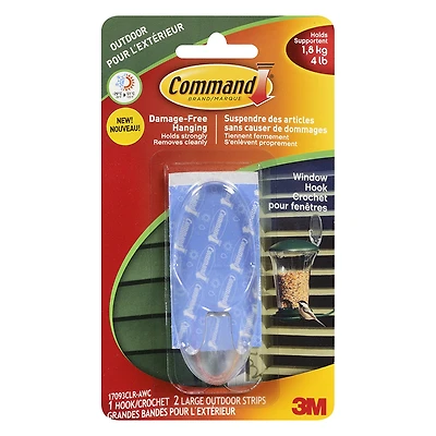 Command Large Outdoor Window Hook - Clear - 1 hook