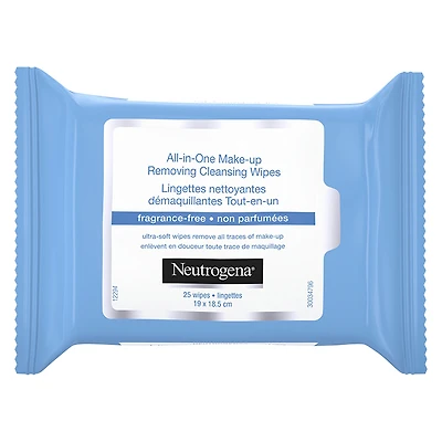 Neutrogena All-in-One Make-Up Removing Cleansing Wipes - Fragrance Free - 25s