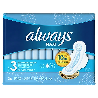 Always Maxi Extra Pads - Size 3 Extra Long Super - 26s