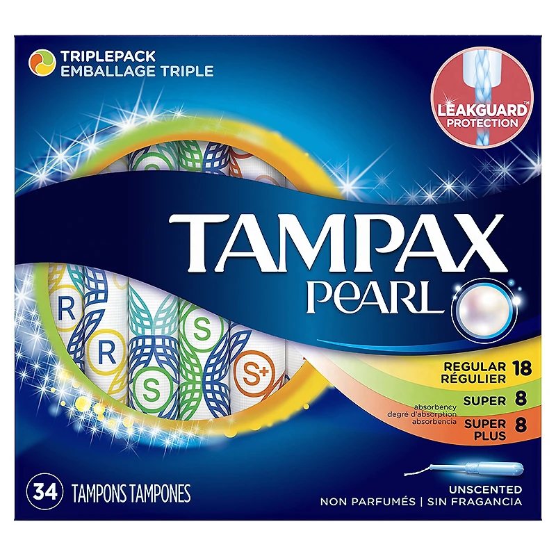 Tampax Pearl Tampons Triplepack - 18 Regular /8 Super/ 8 Super Plus