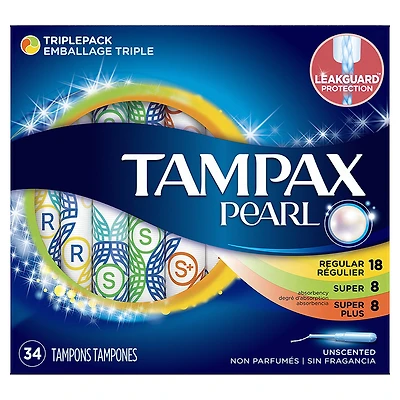 Tampax Pearl Tampons Triplepack - 18 Regular /8 Super/ 8 Super Plus
