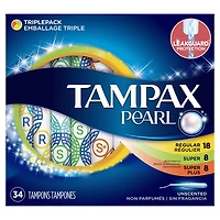Tampax Pearl Tampons Triplepack - 18 Regular /8 Super/ 8 Super Plus