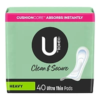 U by Kotex Clean & Secure Ultra Thin Sanitary Pads - Heavy - 40's