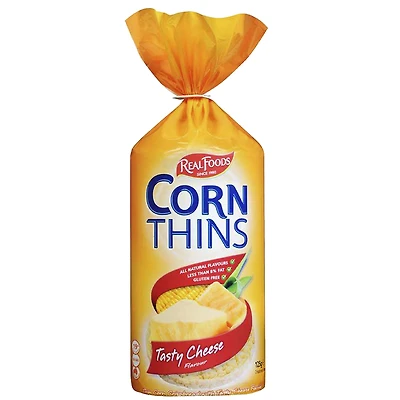 Real Foods Corn Thins - Cheese - 125g
