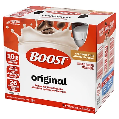 BOOST Original Protein Drink - Chocolate Latte - 6 x 237ml