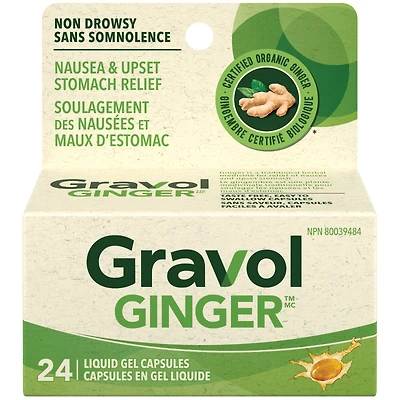 Gravol Natural Source Ginger Liquid Gels - 24's