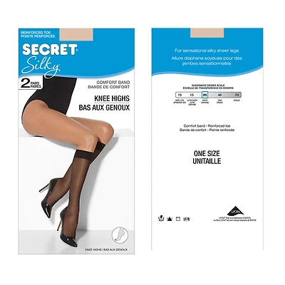Secret Silky Knee High's - Nude - 2 pair