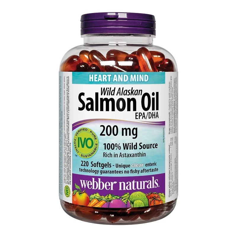 Webber Naturals Wild Alaskan Salmon Oil EPA/DHA Softgels - 200mg - 220's