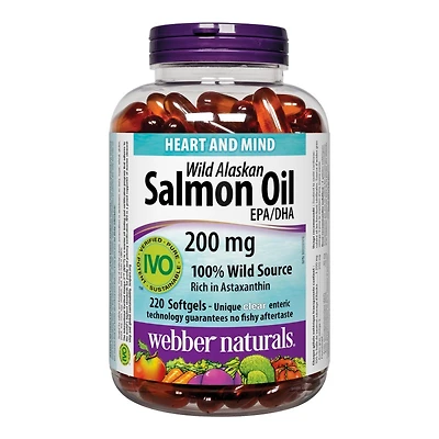 Webber Naturals Wild Alaskan Salmon Oil EPA/DHA Softgels - 200mg - 220's