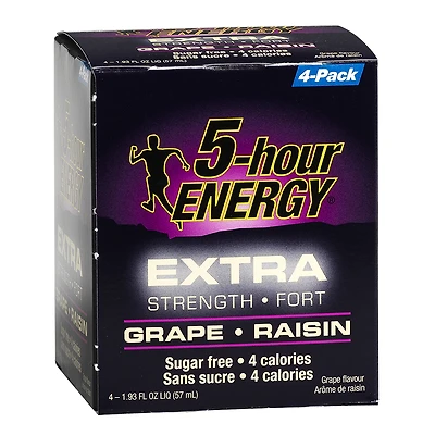 5-Hour Energy Drink - Grape - Extra Strength - 4 x 57 ml