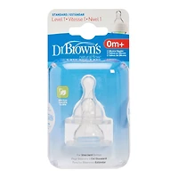 Dr. Brown's Level 1 Narrow Slow Flow Nipple - Clear/2 pack