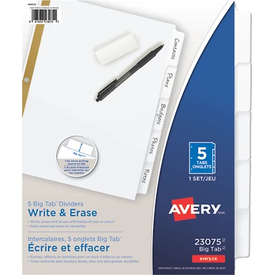 Avery Big Write On Divider - 5-Tab set