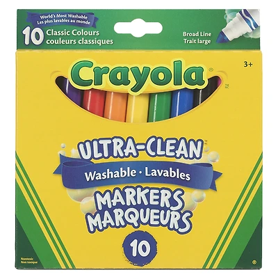 Crayola Ultra-Clean Washable Broad Line Markers - 10 pack