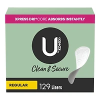 U by Kotex Clean & Secure Pantyliners - Regular - 129's