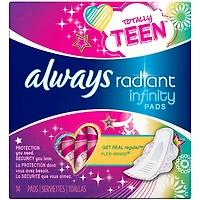 Always Radiant Infinity Totally Teen Pads - Regular - 14's