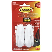Command Medium Designer Hook - White - 2's