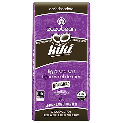 Zazubean Kiki Chocolate Bar - Fig & Sea Salt - 85g