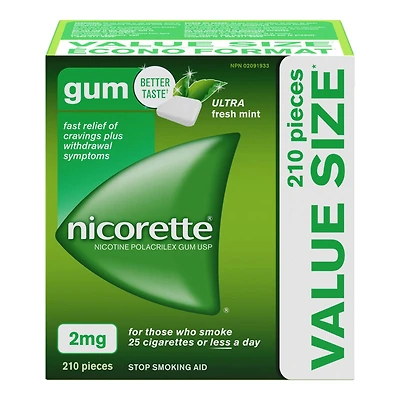 Nicorette Nicotine Gum Stop Smoking Aid - Ultra Fresh Mint - 2mg - 210s