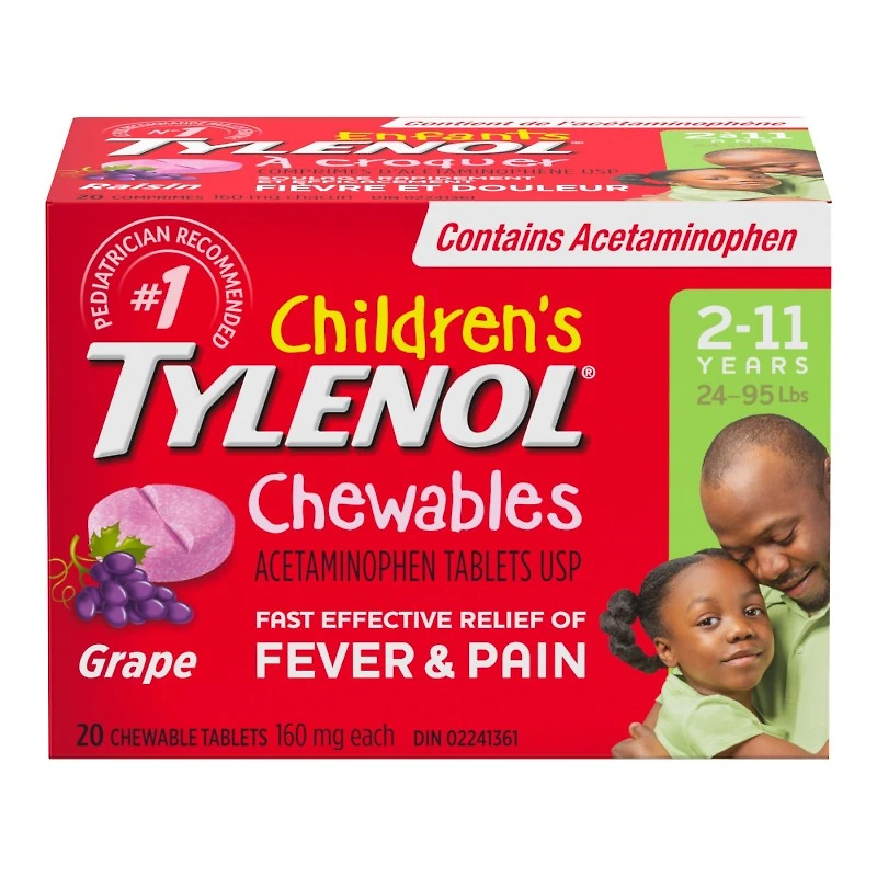 Tylenol* Children's Chewable Tablets Grape Punch - 160mg - 20's