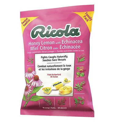 Ricola Cough Suppressant Throat Lozenges - Honey Lemon with Echinacea - 45s
