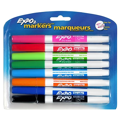Expo Dry Eraser Fine Tip Markers - Assorted - 8s