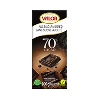 Valor 70% Dark Chocolate - No Sugar Added - 100g