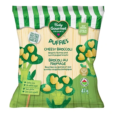 Baby Gourmet Puffies Quinoa and Lentil Puff Snacks - Cheesy Broccoli - 42g