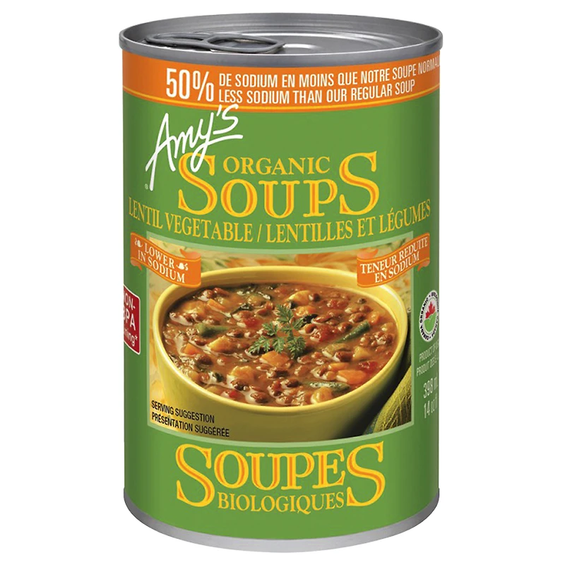 Amy's Organic Lentil Vegetable Soup - Low Sodium - 398ml