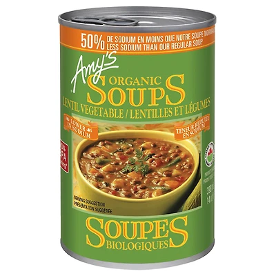 Amy's Organic Lentil Vegetable Soup - Low Sodium - 398ml