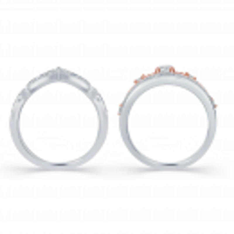 Majestic Princess 1.00Ctw White And Rose Gold Tiara Bridal Set