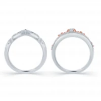 Majestic Princess 1.00Ctw White And Rose Gold Tiara Bridal Set