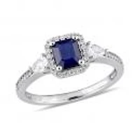 Julianna B 14K White Gold Blue Sapphire, Sapphire & Diamond Ring