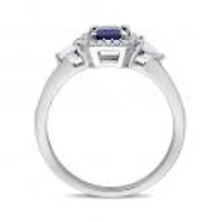 Julianna B 14K White Gold Blue Sapphire, Sapphire & Diamond Ring