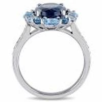Julianna B Sterling Silver London Swiss & Sky Blue Topaz Halo Ring