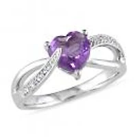 Julianna B Sterling Silver Amethyst & 0.05Ct Diamond Fashion Ring